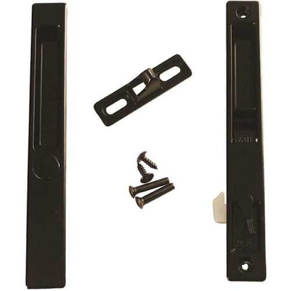 G.A.S. Hardware Sliding Glass Patio Door Handle Set, Flush Mount, Non-Keyed, S Cam, Nite-Lock, 6-5/8in Screw Holes DL-502-BLACK - main